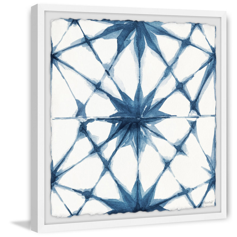 «Blue Geometric Motif», reproduction encadrée, L 24 po x H 24 po