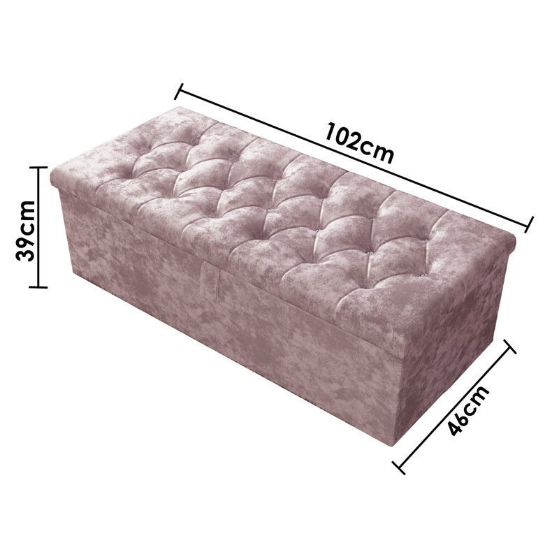 Hillhouse 102cm Wide Tufted Rectangle Ottoman Storage Box with Hydrolic Arm, Pink