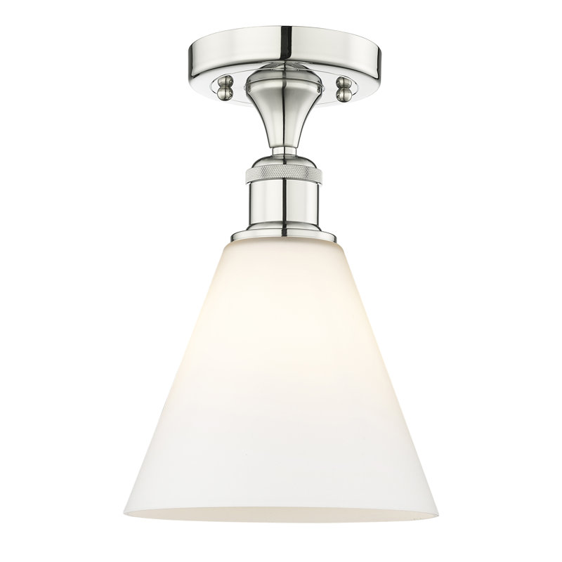 Stabler Glass Semi Flush Mount, Matte White, Polished Nickel