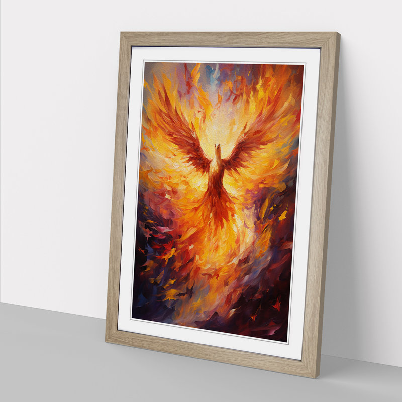 XYZ-FRM-V1223-5115 Phoenix Impressionism - Single Picture Frame Print on Wood, Oak, 46cm H x 34cm W x 2cm D
