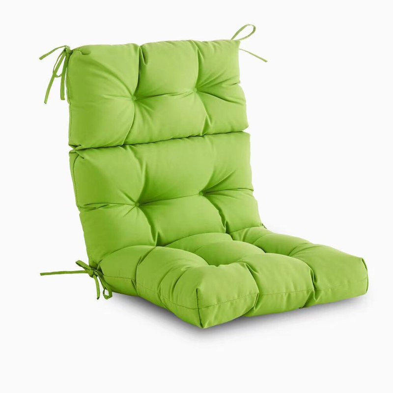 Outdoor/indoor Chair Seat Back Cushion, Foldable High Back Patio Chair Cushion Seat Back Rocking Chair Cushions Pads, Green