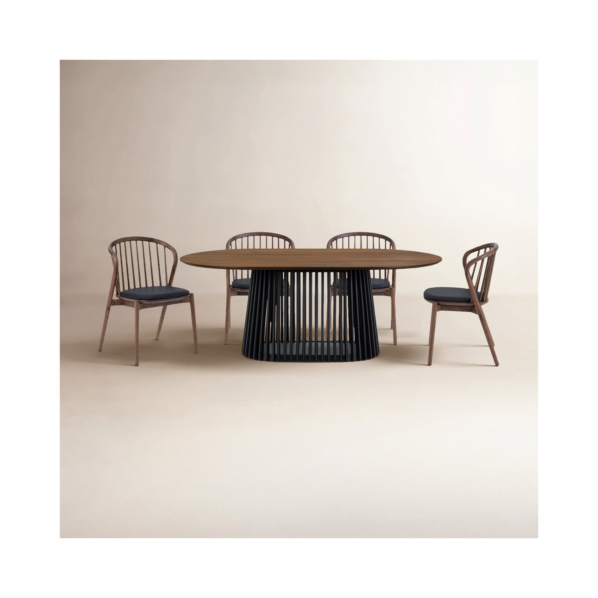 6 - Piece Extendable Dining Set, Walnut, Walnut