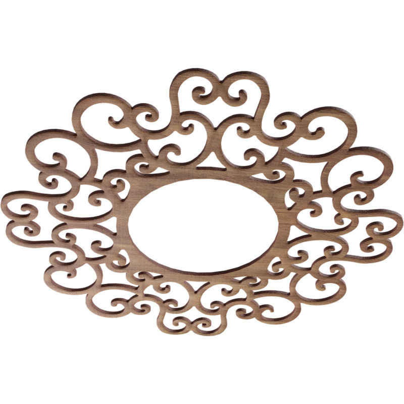 Médaillon de plafond ajouré en bois d'aulne 26 po x P 9 pi 7 po x P 3/8 po Reims, Noyer, H 22 po x l 22 po x P 0,38 po