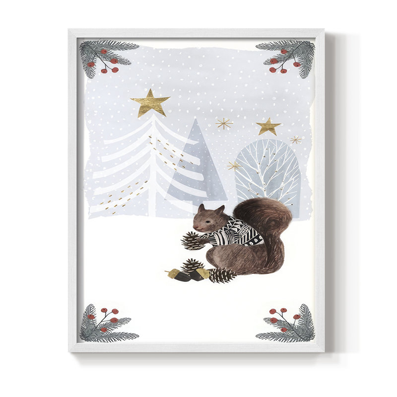 Cozy Christmas Collection B, reproduction encadrée - bois massif, H 15 po x l 12 po, Blanc