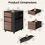 Armoire de rangement mobile de 15,4 po de largeur avec support latéral, chariot d'organisation et support pour imprimante avec 2 roulettes verrouillables pour le bureau à domicile / salon