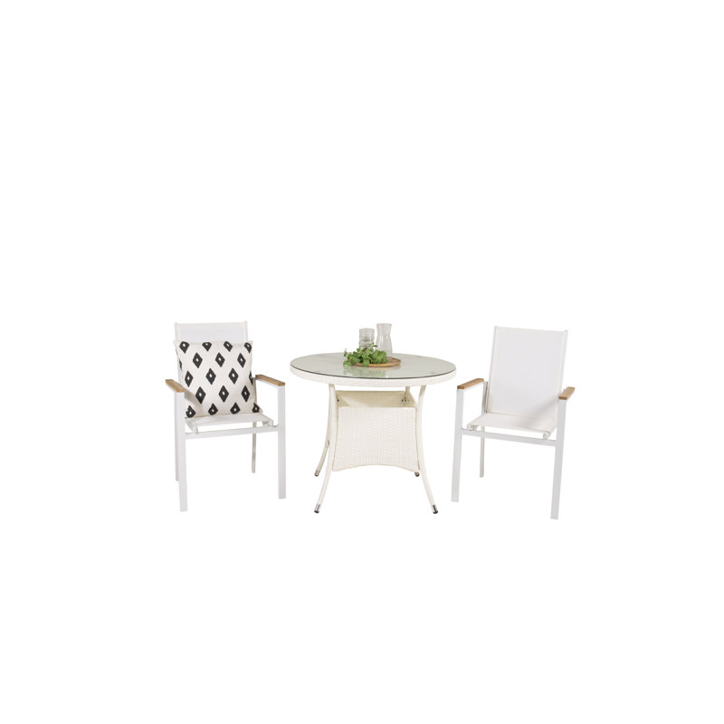 Mitul 2 - Person Teak Patio Dining Set with Round Table