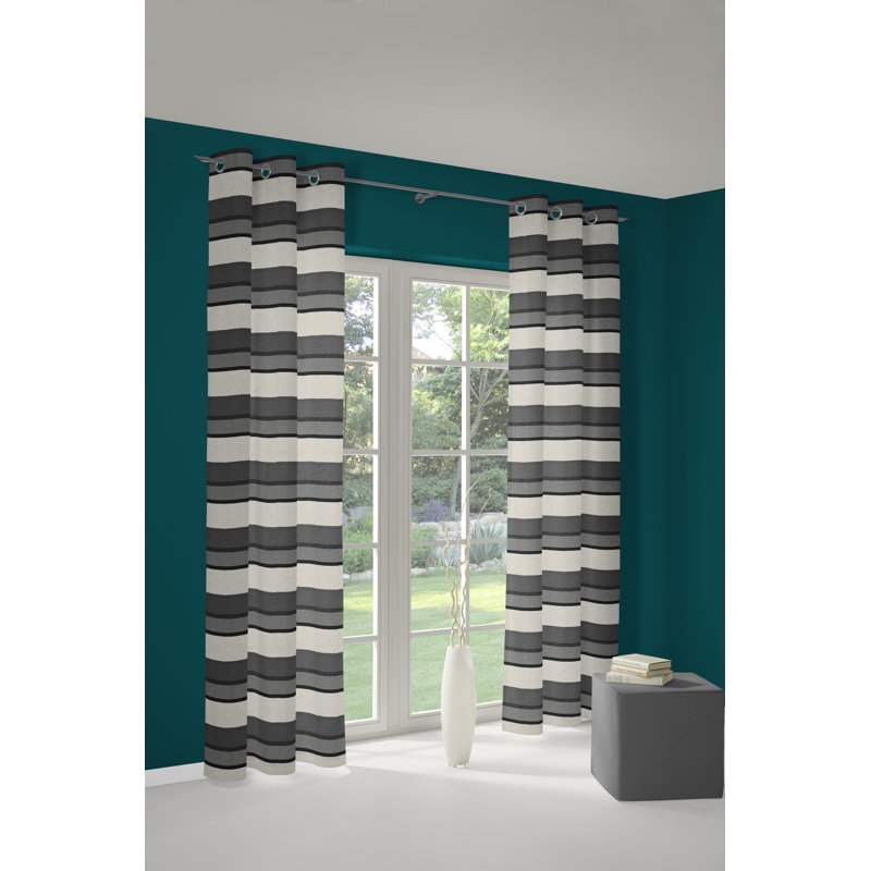 Menorca Room Darkening Curtain Single Panel, Grey, 132 W x 245 D cm