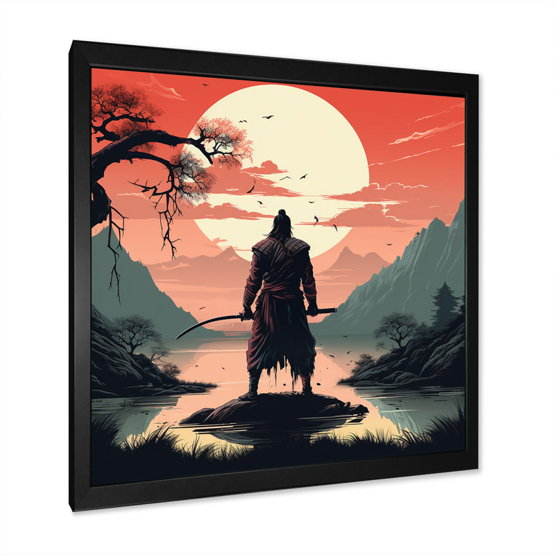 Art japonais, Japon, Cadre simple noir, H 30 po x l 30 po x P 1,5 po