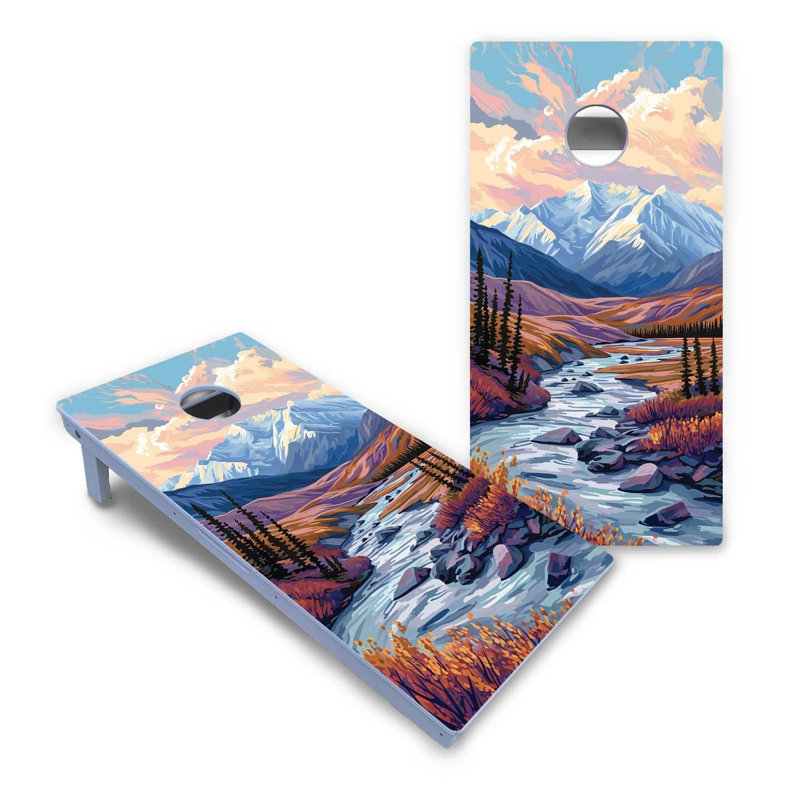 Ensemble de cornhole en métal toutes saisons Denali National Park, Ajouter des lumières DEL
