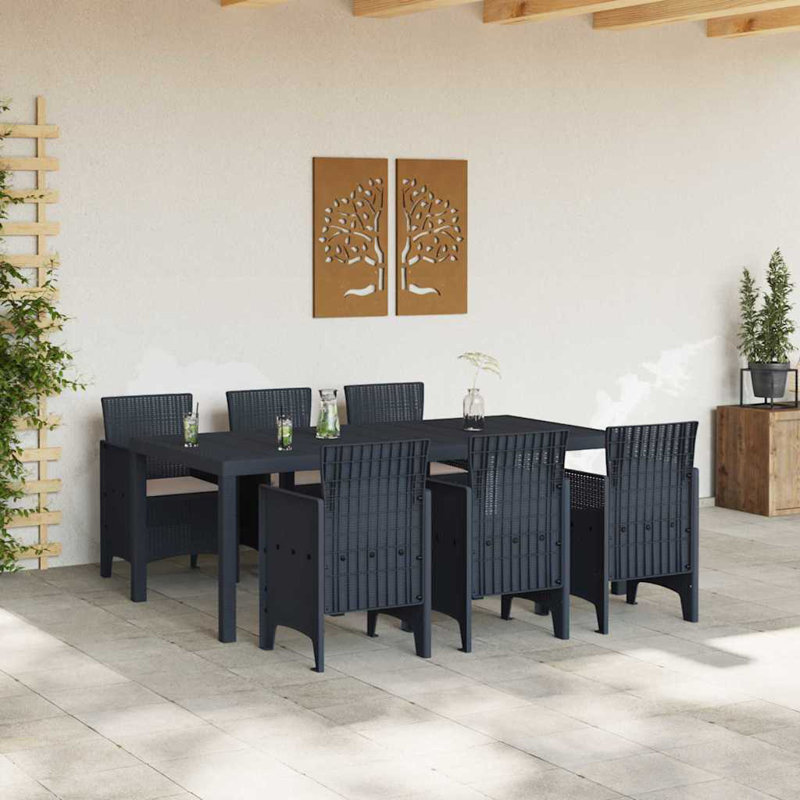 Ensemble de salle à manger de jardin vidaXL 7 pièces en polypropylène anthracite, Anthracite, 6