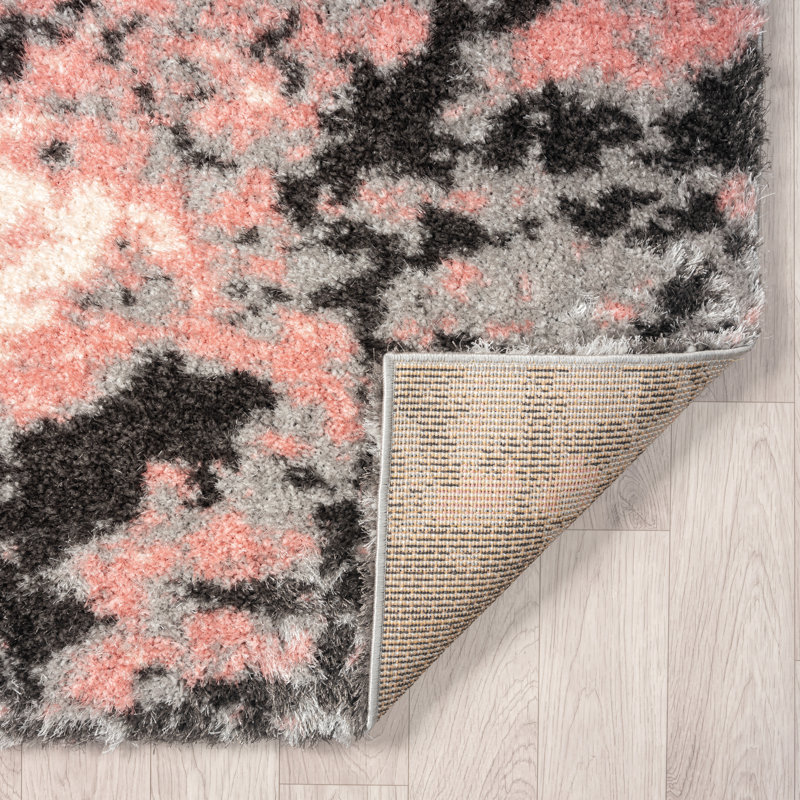 Abstract Area Rug in Pink, Rectangle 2' x 3'