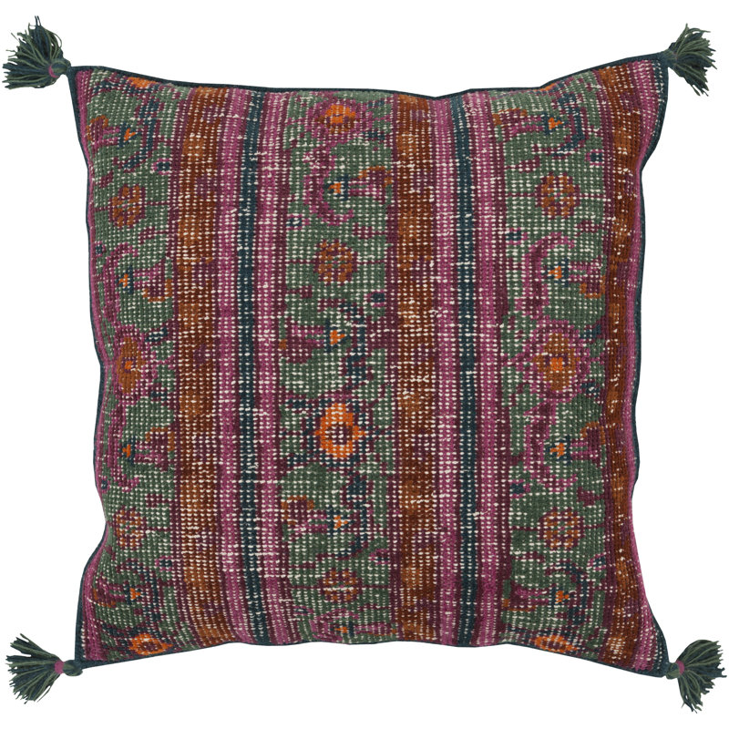 Zahra Wool Throw Pillow Cover, Green\Purple