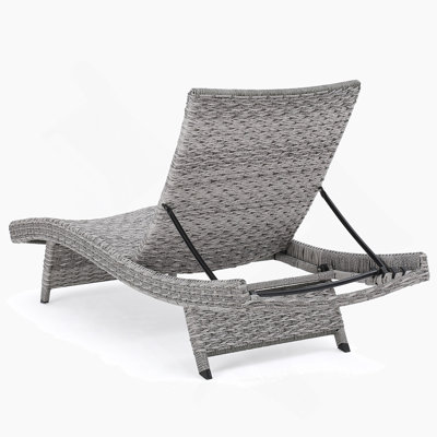 Stylish Grey Polyethylene Rattan Wicker Chaise Lounge, Perfect For Year-Round Outdoor Comfort And Elegance