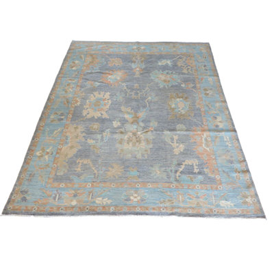Tapis oriental gris Oushak noué à la main 8 x 9 pi 10 po D05A923EFB704163A9694AC2940641CD