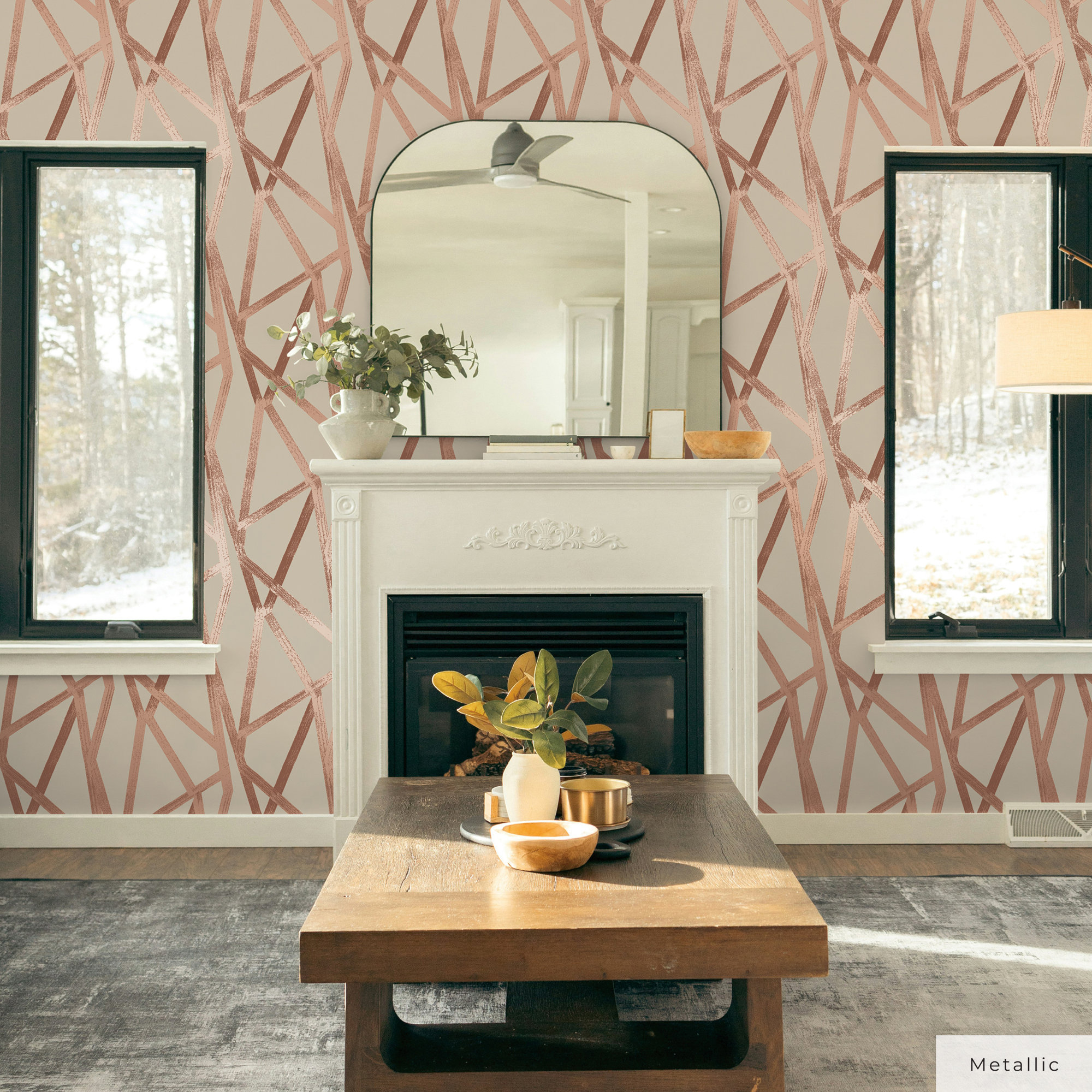 Intersections Peel and Stick Wallpaper By Genevieve Gorder, 33" L x 20.5" W, Bronze
