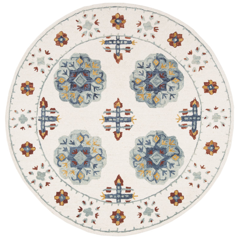 Rivoli Hand Tufted 0.8 Wool, 0.1 Cotton, 0.1 Latex Oriental Rug, Round 6'