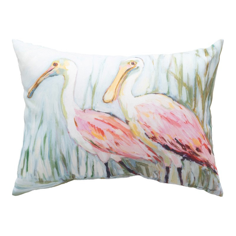 Coussin décoratif Climaweave 45,7 x 33 cm (18 x 13 pouces) pour intérieur et extérieur, motif Spatules des rivages côtiers, de la marque Manual Woodworkers & Weavers.