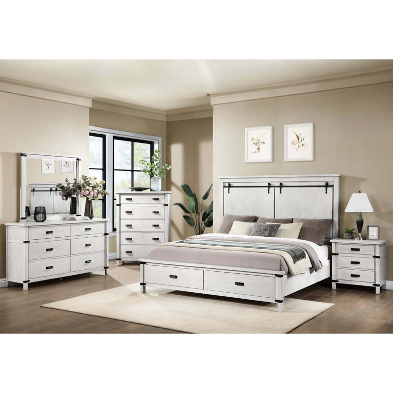 Miroir de chambre à coucher de style moderne avec touche rectangulaire blanche antique - caractéristique de conception