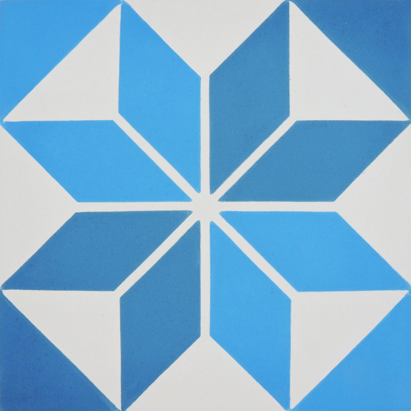 Assila 8" x 8" Cement Patterned Wall & Floor Tile, Light Blue