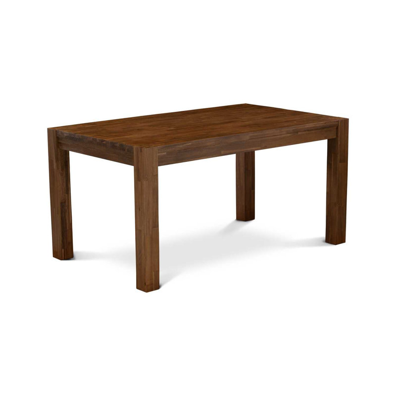 7 Piece Dining Table Set Consist of a Rectangle Rustic Wood Kitchen Table and 6 Grey Linen Fabric Upholstered Parson Chairs, 36x60 Inch, Natural Walnut