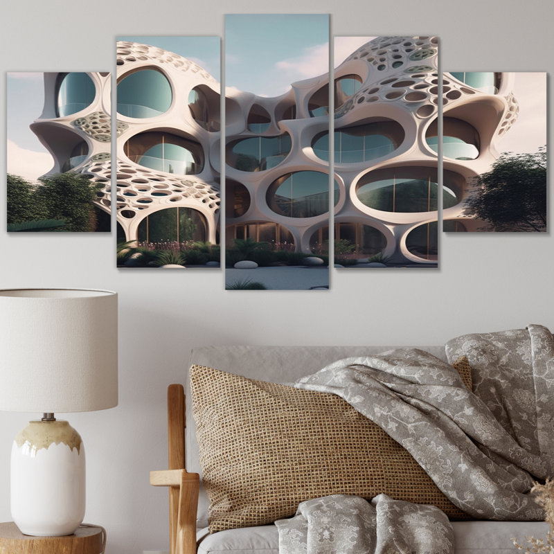 Organic Architectural Flow I - Futuristic Architecture Canvas Print - 5 Panels