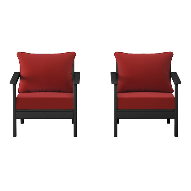 Chaise profonde avec coussins (ensemble de 2), Red, Noir