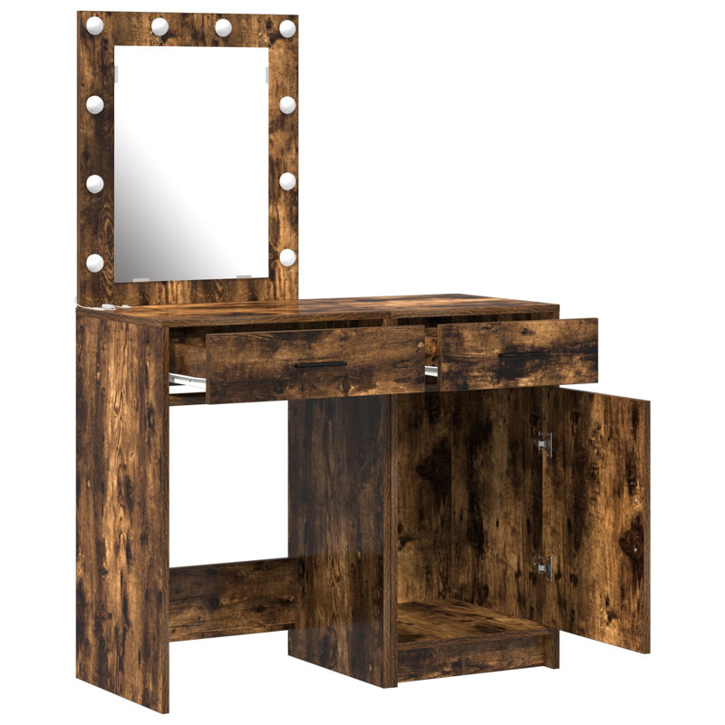 Dressing Table with Mirror, Smoked Oak