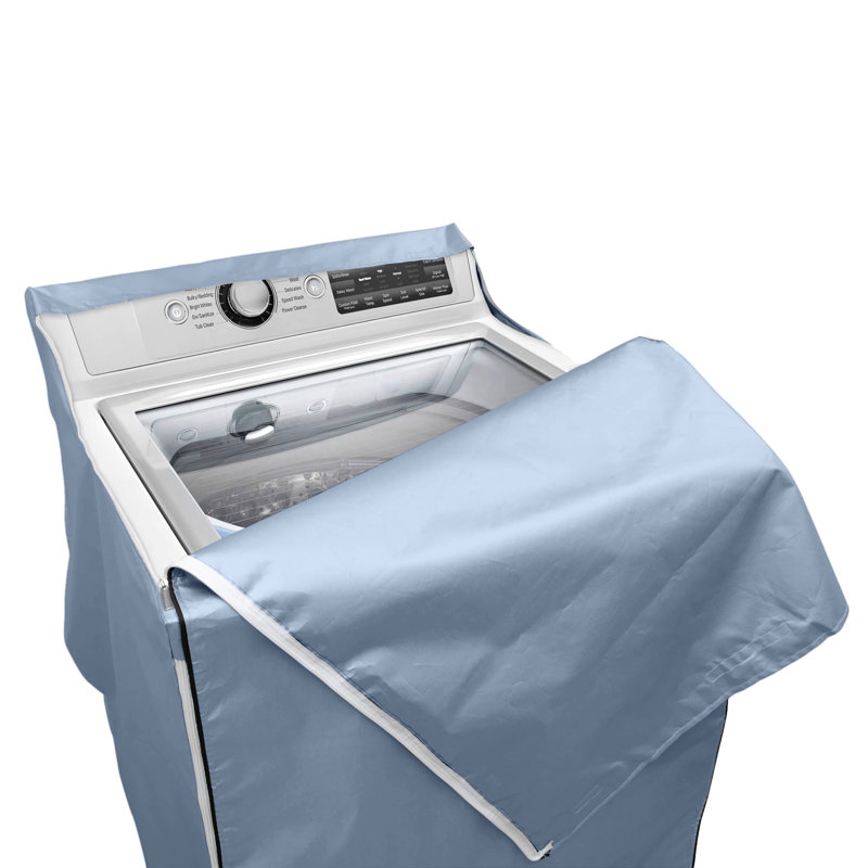 Simplify Zippered Washing Machine Cover Gray Color - Top Load Front Load Compatible | Polyester Ripstop Appliance Protector | Dustproof Laundry Cover
