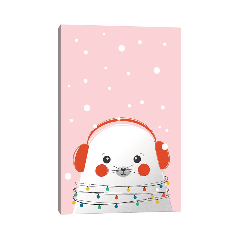 Christmas Animals Cute Seal 1 Piece Wall Art on Canvas, 20.32 cm H x 30.48 cm W, Canvas