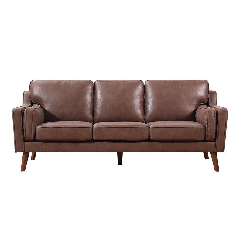 Dayshana 80.7'' Faux Leather Sofa, Brown/Tan Faux Leather
