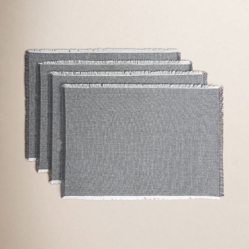Ensemble de 4 napperons en chambray, Gris