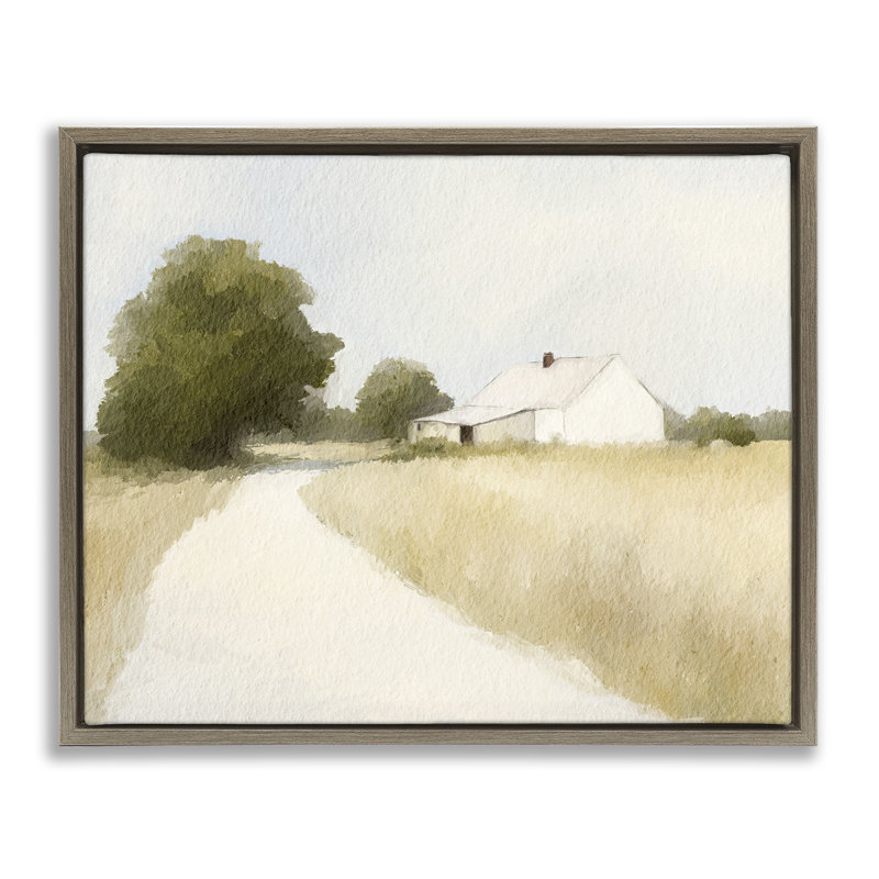 Cadre flottant blanc Farmhouse Path Tranquility, design par Leah Straatsma, H 25 po x l 31 po, Brun