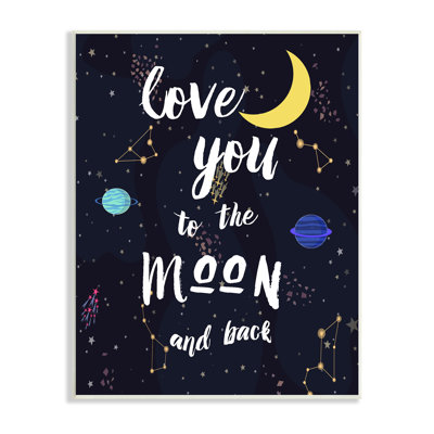 «Love to the Moon», art textuel sur bois aggloméré