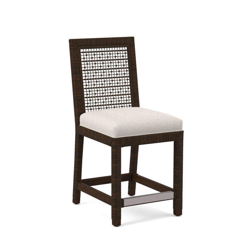 Pine Isle 24" Counter Stool, Sunbrella Beige Pinstripe; 6205-74, Coffee