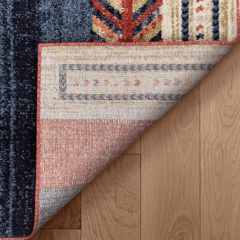 Crimson Southwestern Medallion Synthetic Reversible Rug