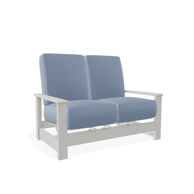 Leeward 56.5'' Wide Loveseat with Cushions, Canvas Air Blue Sunbrella® Canvas, Snow