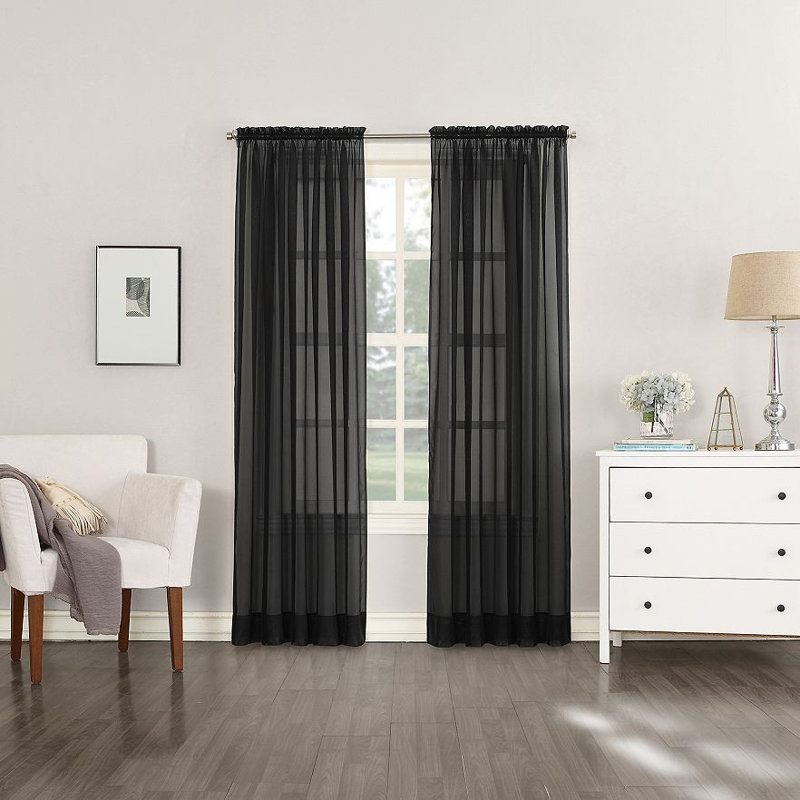 Emmons Sheer Curtain Pair, Black
