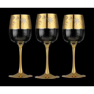 Ensemble de 3 pièces 10 oz. Everly Quinn Tahura Ensemble de verres à vin tout usage en verre