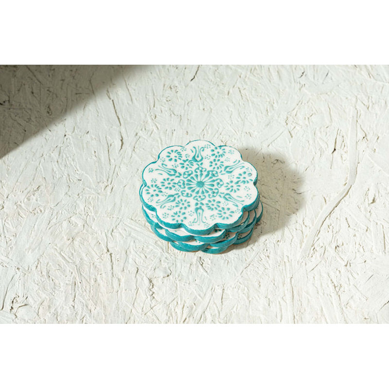 Hand Painted Ceramic Ceramic Coaster, White