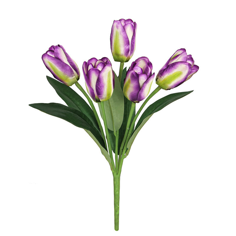 Bouquet de tiges de tulipes artificielles, Crème mauve