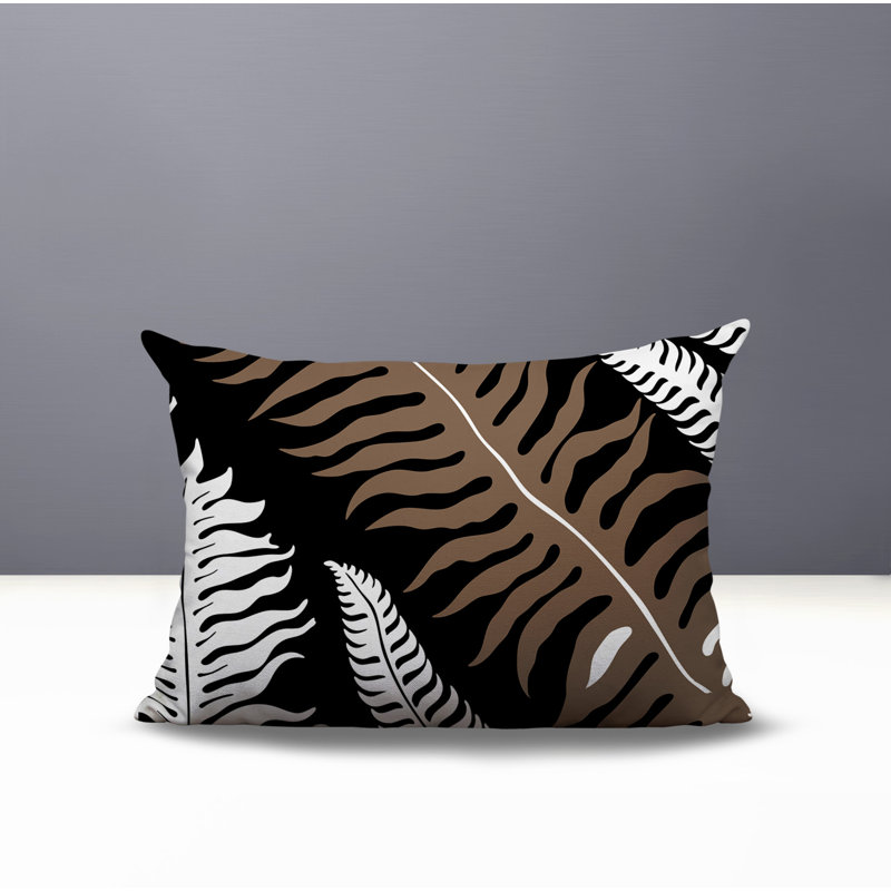 Oreiller rectangulaire réversible intérieur / extérieur Glo Wild Ferns, Rectangle H 14 po x l 20 po, Black
