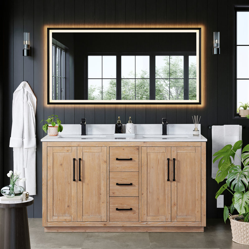Meuble-lavabo double 60 po avec miroir Cicero