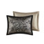 Couvre-lit 5 pièces pour grand lit - noir avec détails de broderie et bordure unie taupe-129988350-129988352