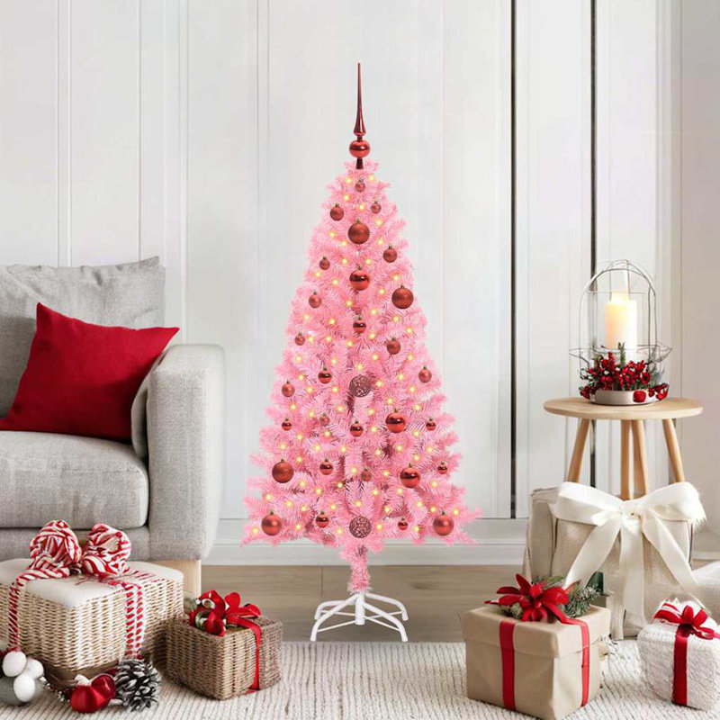 Christmas Tree with 150 LEDs with Stand PVC, Red, 3.94' H