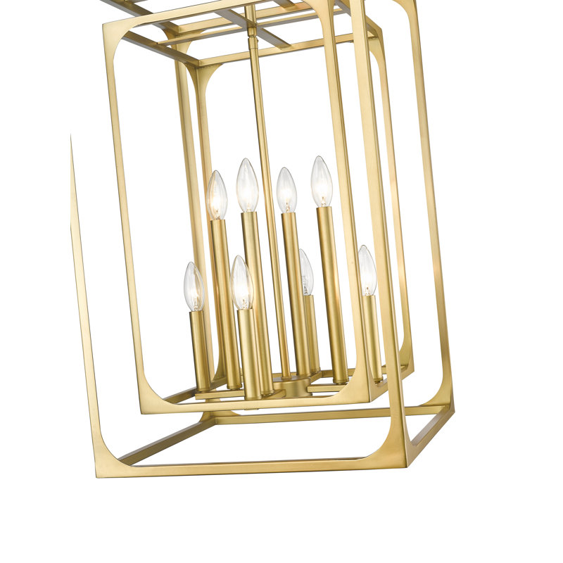 Lustre carré 8 lumières, Laiton frotté