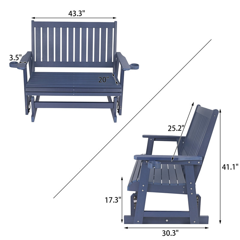 Fauteuil oscillant d'extérieur en bois Ruvimbo, Marine