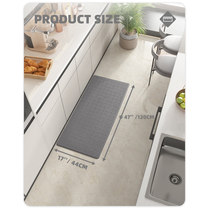 Tapis de cuisine antidérapant Devarian, gris, Tapis de couloir 1 pi 4 po x 3 pi 9 po