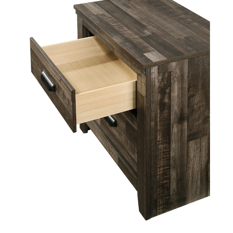 Commode contemporaine en bois avec six tiroirs de rangement pour la chambre à coucher, Brun antique