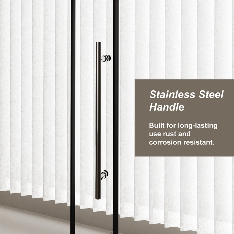 60.In W X 72.In H Frameless Shower Door Single Sliding, 1/4 Inch Thick Clear Tempered Glass Shower Door With Zinc Roller Rail System, Stainless Steel Handle
