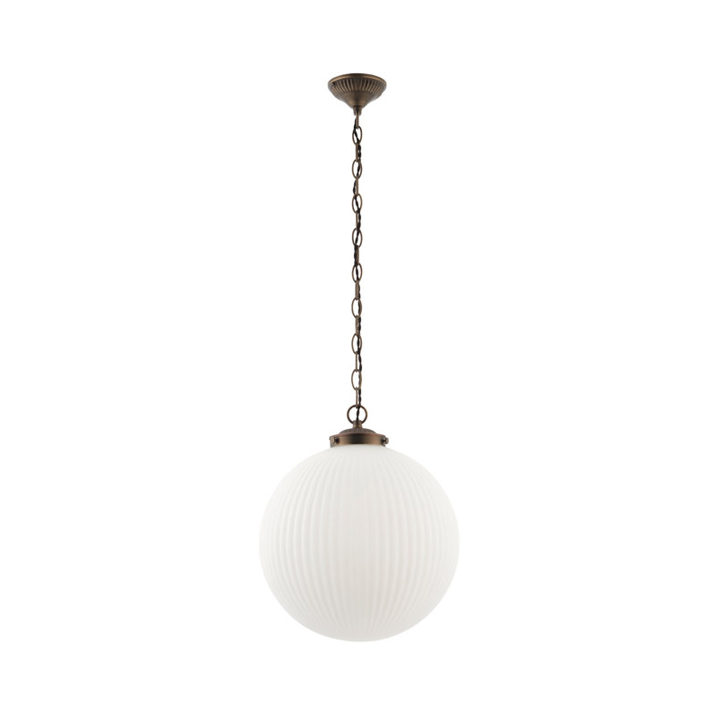 Bateson 1 - Light Globe Pendant, 100cm H x 35cm W x 35cm D, Antique Bronze/Matt Opal Glass